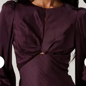 Astr Deep Purple Long Sleeve Dress